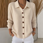 Kirsty collared button front cardigan in Apricot, view 4