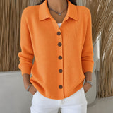 Kirsty collared button front cardigan in Orange, view 5