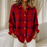 Diana check knit cardigan in Red, view 3