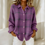 Diana check knit cardigan in Purple, view 4