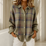 Diana check knit cardigan in Brown, view 5