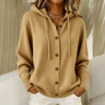 Daisy hooded button cardigan in Khaki, view 3
