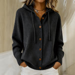 Daisy hooded button cardigan in Black, view 7