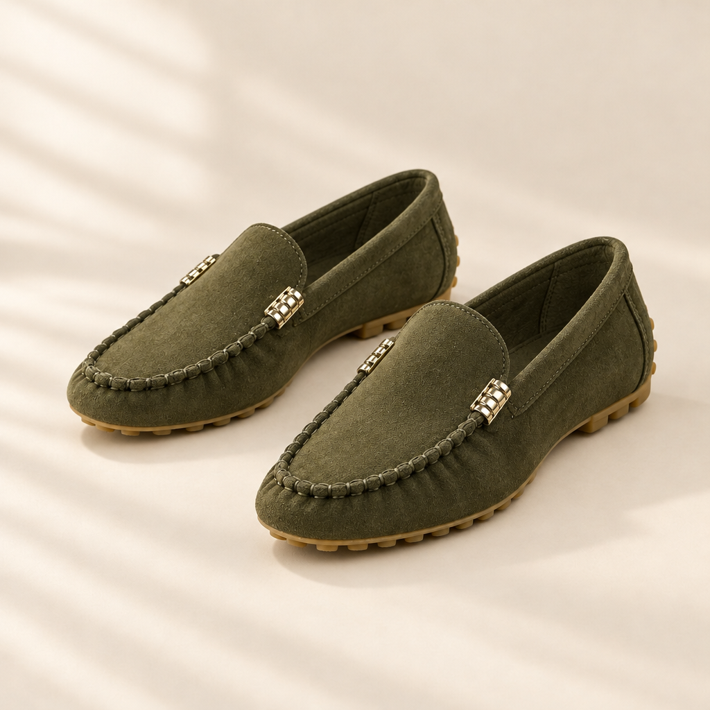 Linda suede driving loafers in Olive, view 6