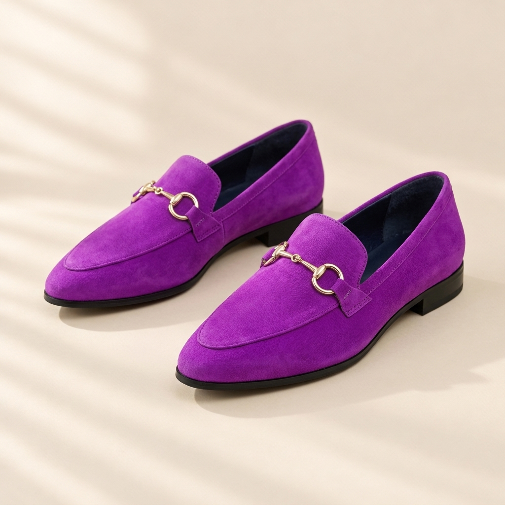 Juliet suede snaffle loafers in Purple, view 4