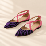 Annika zebra print pointed flats in Purple, view 5