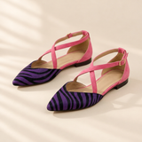 Annika zebra print pointed flats in Purple, view 5