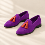 Haven suede-look tassel loafers in Purple, view 3