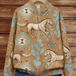 Kathryn horse and cactus print zip-up cardigan, view 2