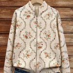 Danielle cream trailing floral zip-up cardigan, view 4