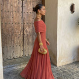 Toledo linen blend one shoulder maxi dress, view 6