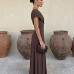 Toledo linen blend one shoulder maxi dress, view 11