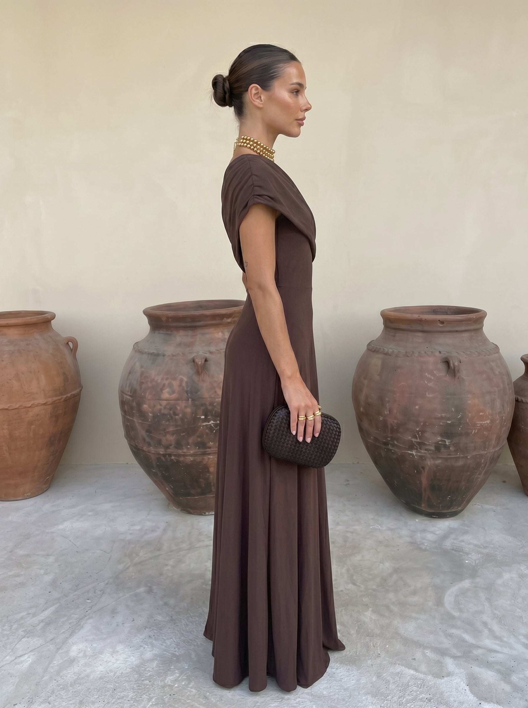 Toledo linen blend one shoulder maxi dress, view 11