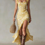 Mayfair retro print midi dress in Yellow, view 11