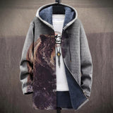 Rachel - Bear on Grey Jacket, front view