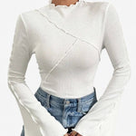 Arminda white long sleeve top, front view