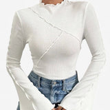 Arminda white long sleeve top, front view