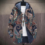 Ruby - Navy and Coral Paisley Jacket, front view