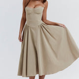Rome corset midi dress in Taupe, view 4