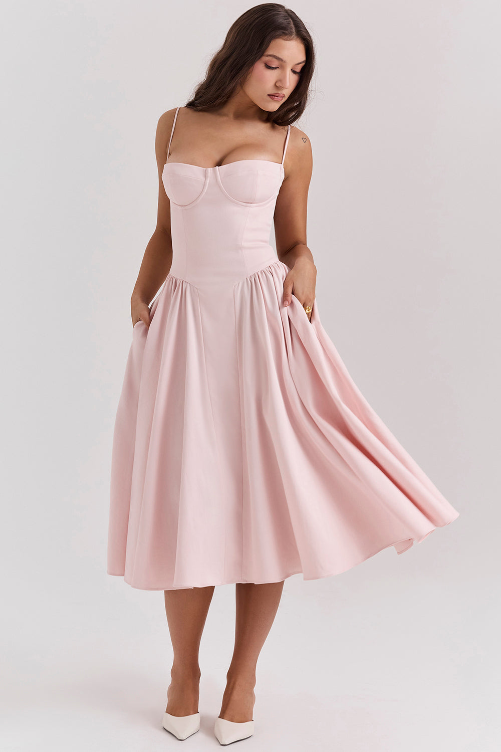 Rome corset midi dress in Pink, view 16