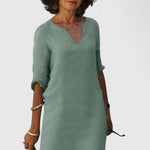 Taylor comfortable V neck dress in Green, view 9