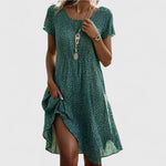 Sabrina boho short sleeve dress in Green, view 3