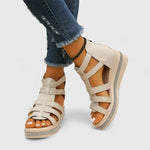 Kendall Rhinestone Wedge Sandals in Beige, view 7