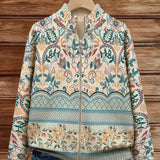 Olivia botanical border print zip-up cardigan, view 2