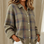 Taylor cosy checked knitted jacket, view 2