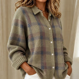 Taylor cosy checked knitted jacket, view 2