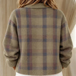 Taylor cosy checked knitted jacket, view 3