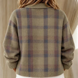 Taylor cosy checked knitted jacket, view 3