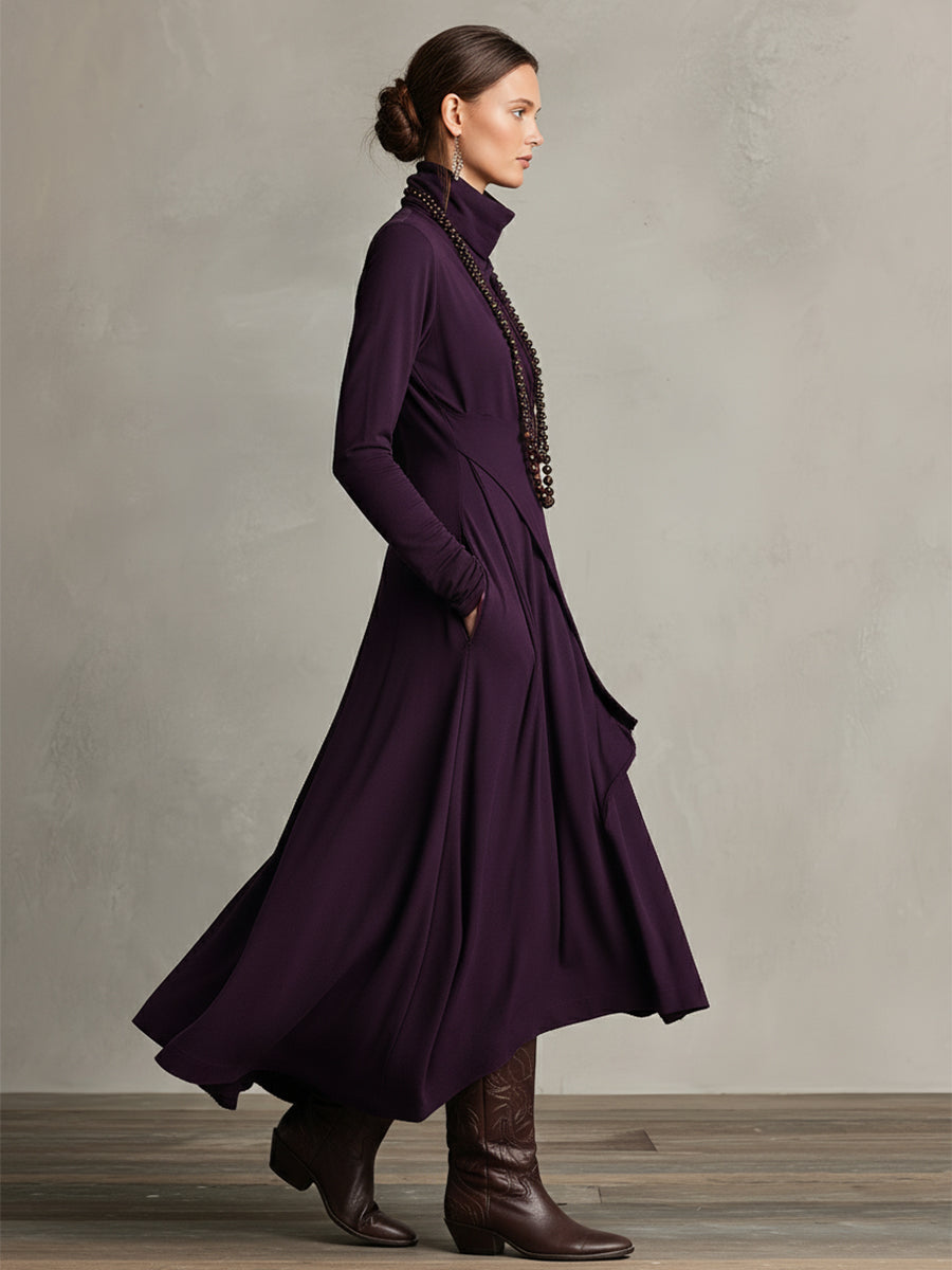 Natalie draped turtleneck knit dress, view 6