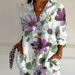 Maia floral summer blouse in Purple Flowers, view 5