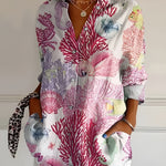 Maia floral summer blouse in Corals, view 3