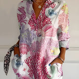 Maia floral summer blouse in Corals, view 3