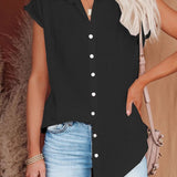 Leonie relaxed summer blouse in Black, view 9