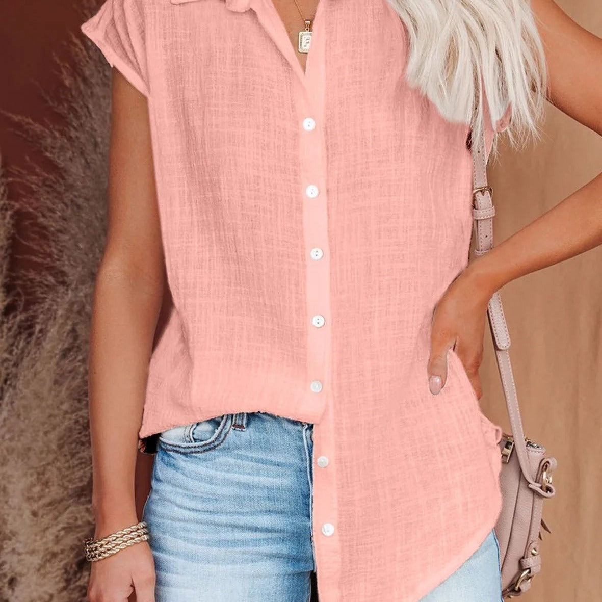 Leonie relaxed summer blouse in Pink, view 7
