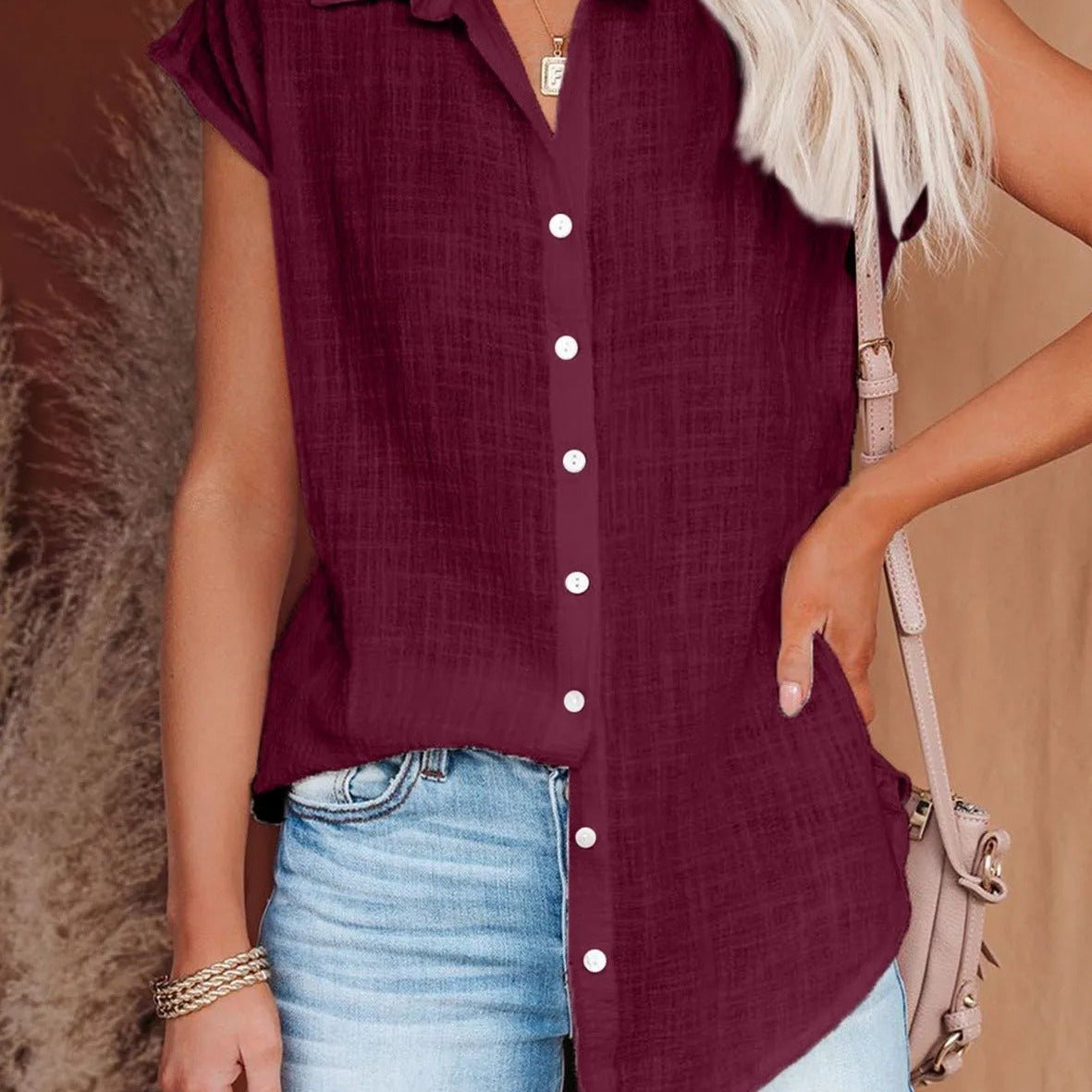 Leonie relaxed summer blouse in Red, view 11