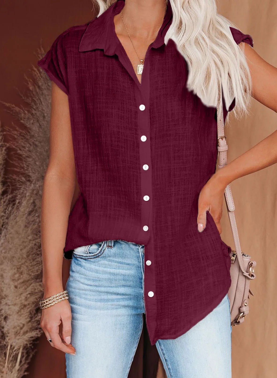 Leonie relaxed summer blouse in Red, view 11