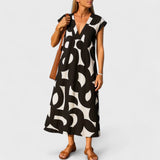 Valery lightweight V neck midi dress in Black, view 7