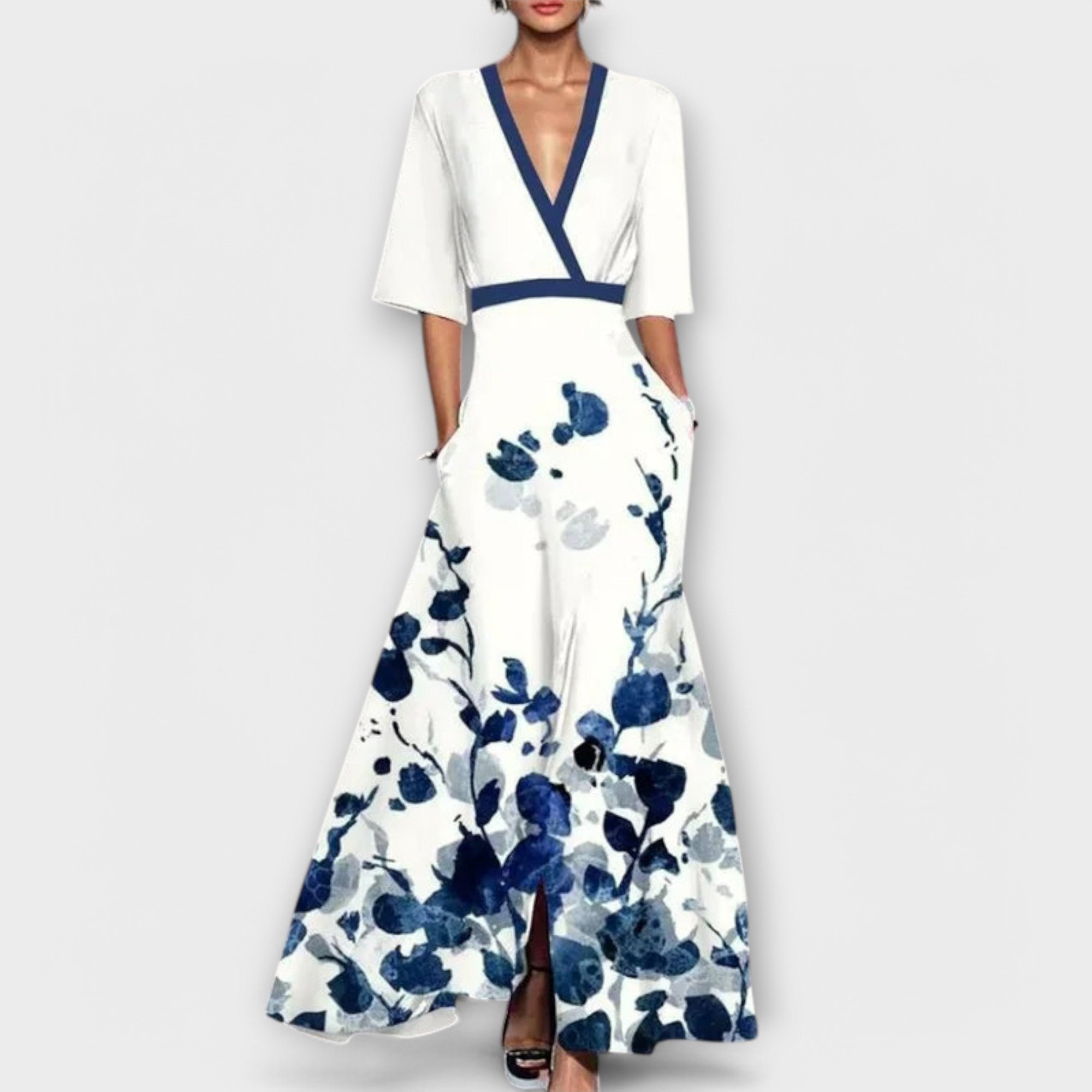 Alma floral wrap maxi dress in White, view 5