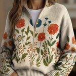 Briony wildflower meadow zip-up cardigan, front view