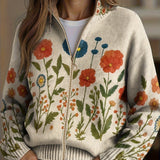 Briony wildflower meadow zip-up cardigan, front view