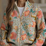 Hayley vintage garden floral zip-up cardigan, front view
