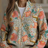 Hayley vintage garden floral zip-up cardigan, front view