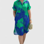Jaycynah button shirt dress in Green, view 2