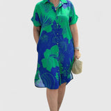 Jaycynah button shirt dress in Green, view 2
