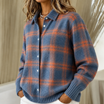 Zafira blue checked knitted jacket, view 2