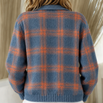 Zafira blue checked knitted jacket, view 3